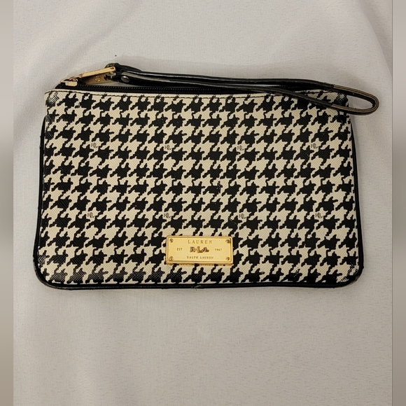 Lauren Ralph Lauren Black & White Houndstooth Wristlet